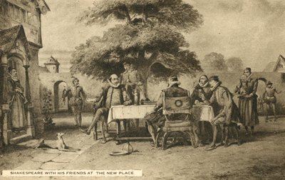 Shakespeare mit seinen Freunden im New Place, Stratford-upon-Avon von English School